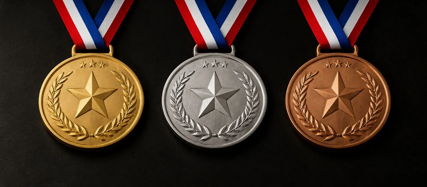 gold sports medal, silver sports medal, bronze sports medal
